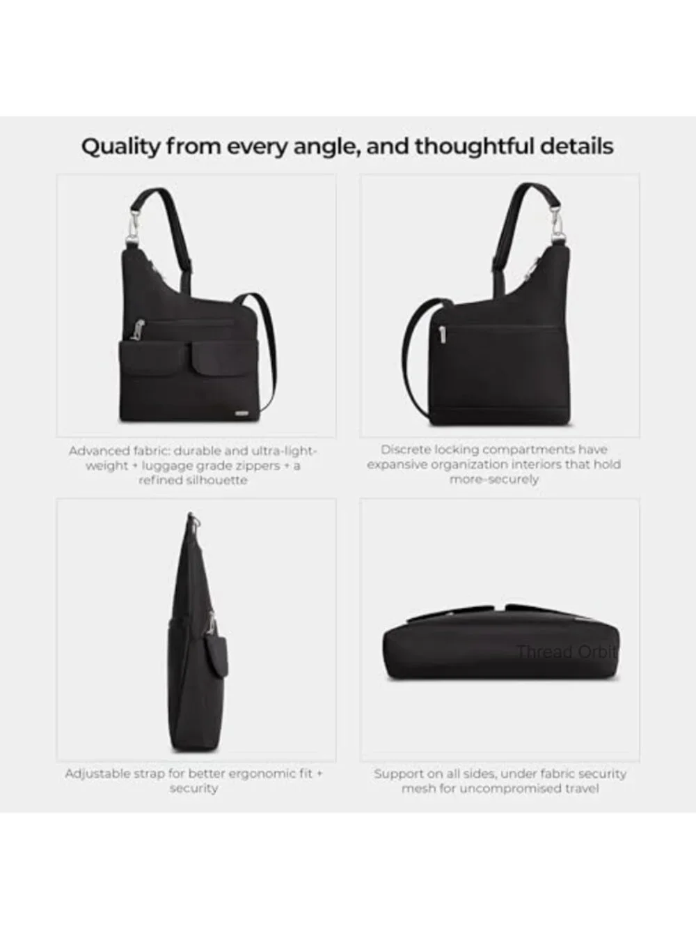 Anti-Theft Crossbody Bag with RFID Blocking Locking Zippers